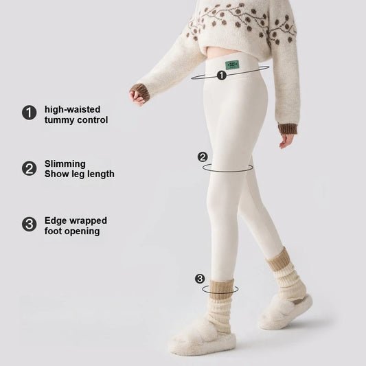 Plus Size Fleece Lined Leggings Women High Waisted Thermal Tights Thick Ribbed Winter Outdoor Fashion