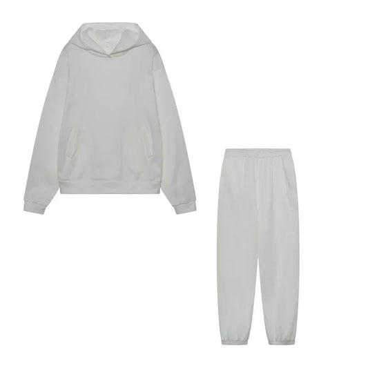 Plus Size Women's Long Sleeve Sweatshirt and Pants Set – Autumn Winter Casual Two-Piece Comfortable Outfit