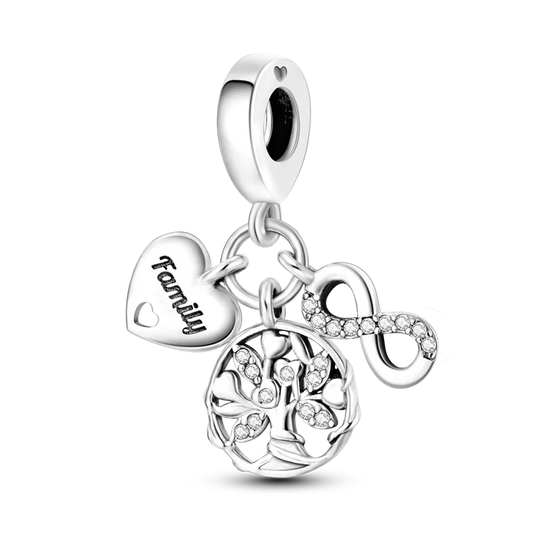 Original 925 Sterling Silver Infinite Family Tree Charm Bead Pendant – Fits Original Bracelet or Chain for Women DIY Jewelry Gift