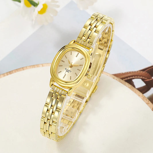New Women's Watch, Trendy and Fashionable, Oval Steel Strap Women's Watch, Simple and Versatile, Small Dial, Elegant Watch