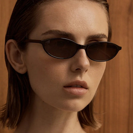 Small Frame Oval Sunglasses for Women - High-End Retro European & American Style UV Protection Unisex Vintage Cross-Border Eyewe