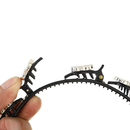 Hair Accessories Elegant Hair Bands with Clips Sweet Shiny Women Butterfly Hair Hoop Plastic Hair Weaving Tool Hairband Female