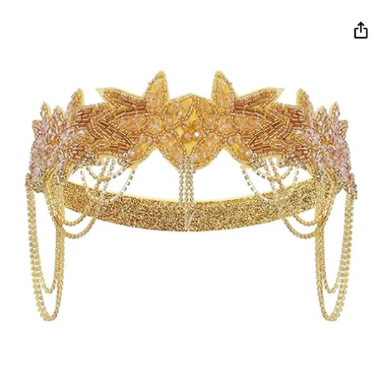 1920S Headband Headgear Prom Hair Accessories Great Gatsby Halloween Prom Rhinestone Fringed Hair Accessories Headband