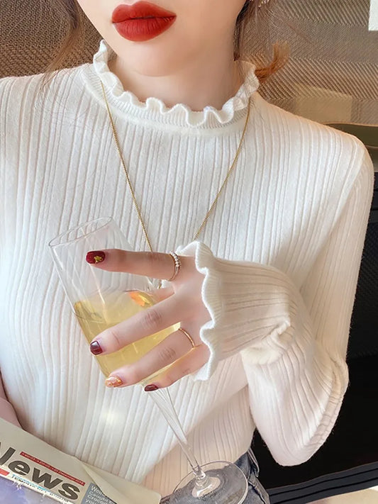 2026 Turtleneck Sweater Women Fashion New Binding Stretch Knitted Pullover Long Sleeve Bottoming Sweater