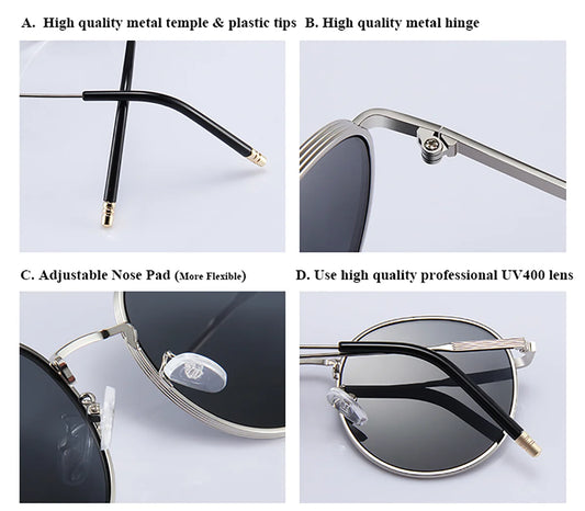 New Sunglasses For Women And Men Oversized  Metal round Glasses Stylish Trend Eyewear UV400 Womens sunglasses