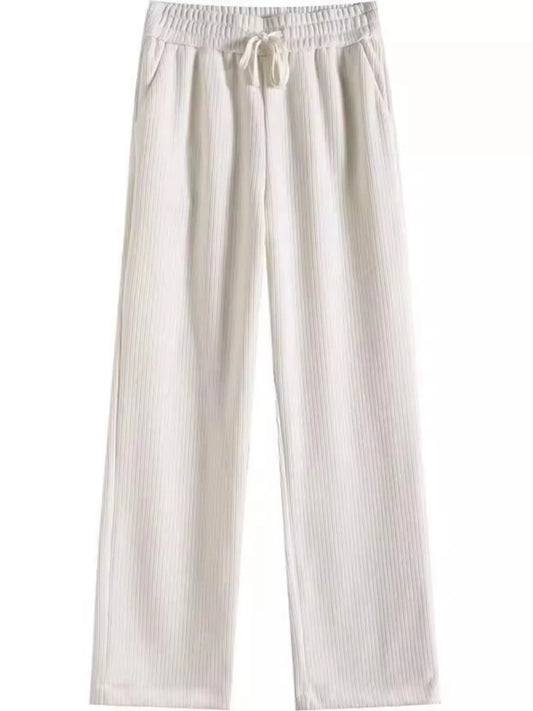 European Cotton Fleece Wide Leg Pants for Women – Autumn Winter Casual Loose Slimming Trousers