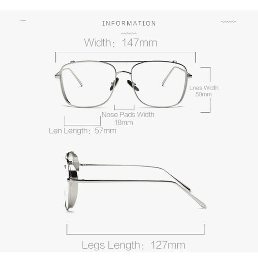 Women's Large Frame Sunglasses New Fashion Transparent Lenses Metal Frame PC Lenses UV400 Transparent Women's Sunglasses