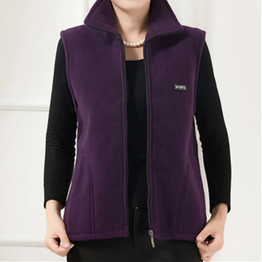 Polar Fleece Coat For Women's Vest Autumn Sleeveless Vests For Women Jacket Fashion Zipper Casual Waistcoat Female