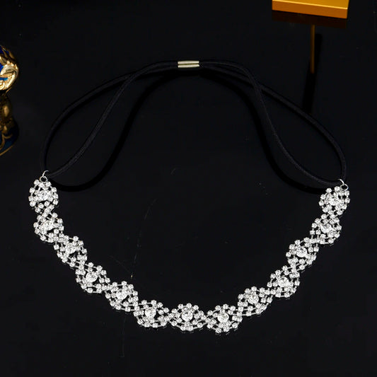 Fashion Jewelry Sliver Rhinestone Hair Accessories For Women Bridal Wedding Crystal Stretch Hair Bands Hair Accessories