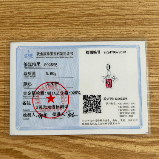 925 Silver Airplane Passport Travel Suitcase Blue Pendant Beads Fit Original Bracelet DIY Jewelry Accessories Pink Luggage Charm