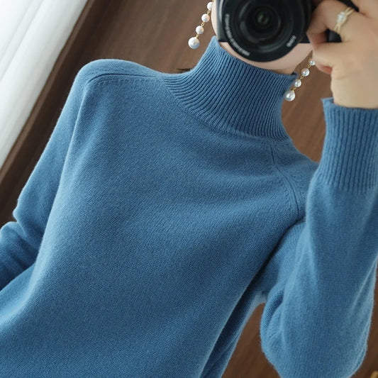 Casual Autumn Winter Women Sweaters Turtleneck Long Sleeve Thick Warm Pullovers Fashion Korean Knitwears Basic Jumpers 2025