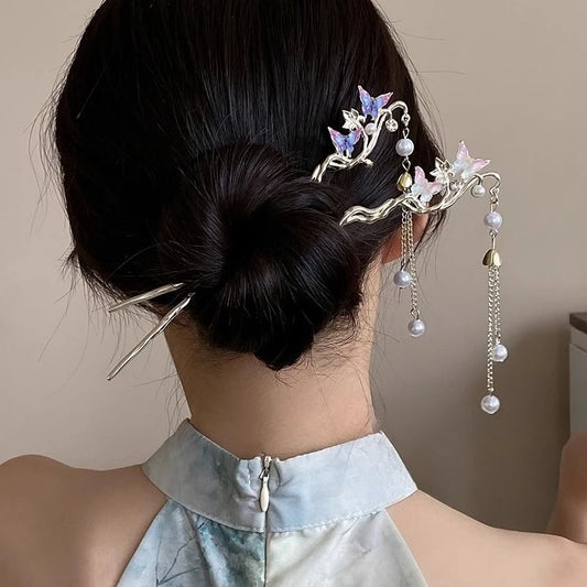 Ancient Style Hanfu Hair Accessories Hairpins Dished Hair Accessories Retro Alloy Flower Clothing Women's Clothing