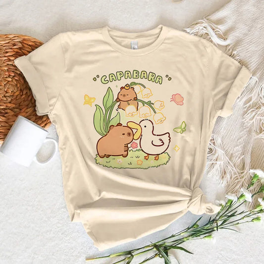 Funny Capybara T-Shirt for Men & Women – Cute Animal Summer Short Sleeve Graphic Tee, Streetwear Top