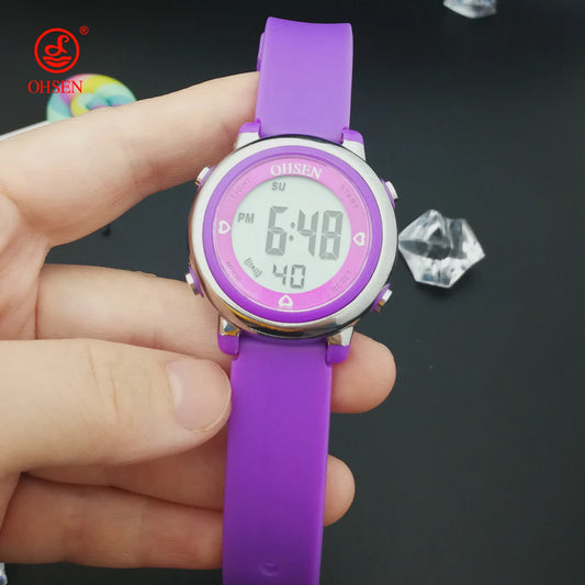 Digital Watches for Women Purple Fashion Waterproof Sport Watch reloj mujer Electronic Girls ladies watch 7 Colors Alarm Clocks