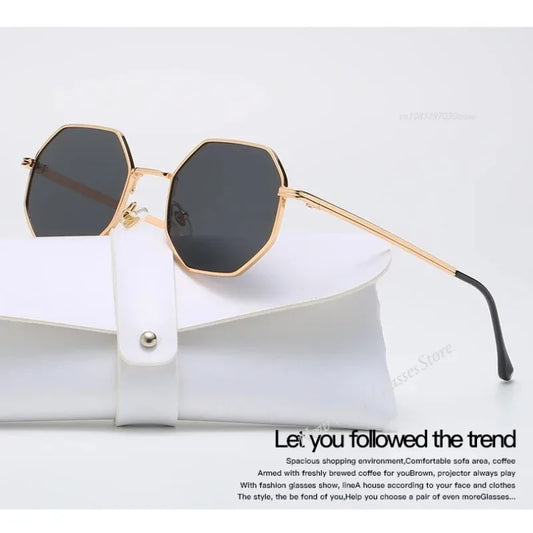 Sunglasses For Women Polygon Metal Sunglasses Vintage Frame Men Luxury Brand Design Sun Glasses Women Mirror Gafas De Sol Uv400