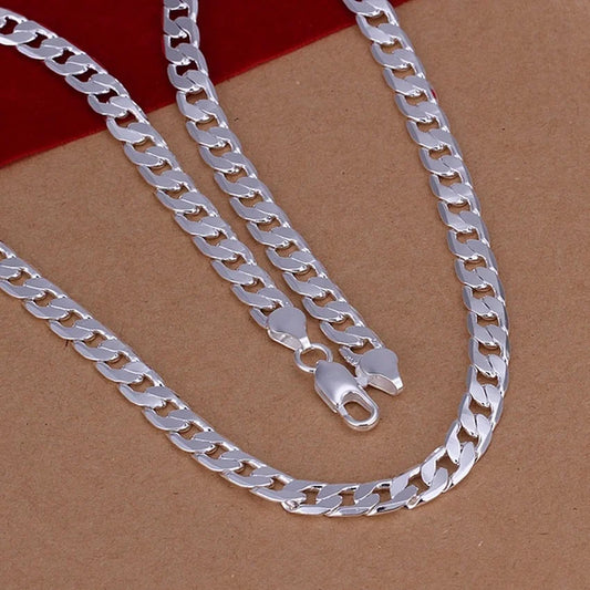 Fine 925 Sterling Silver 6MM Solid Necklace – Luxury Exquisite Wedding Chain for Men and Women