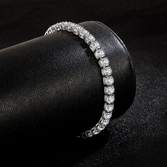 Lihong S925 Sterling Silver Bracelet – Zirconia Tennis Bracelet for Women 4mm Adjustable 16–20cm
