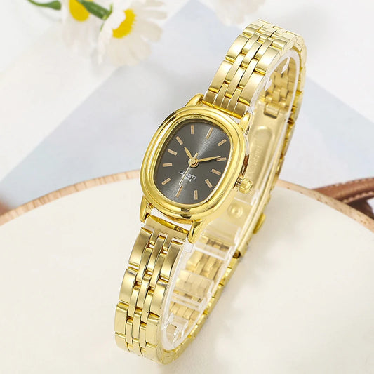 New Women's Watch, Trendy and Fashionable, Oval Steel Strap Women's Watch, Simple and Versatile, Small Dial, Elegant Watch