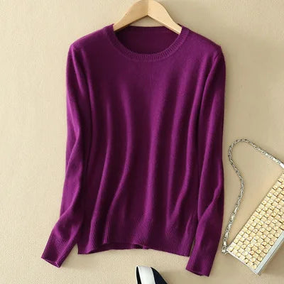 2025 Autumn Winter Sweater Women Long Sleeve O-neck Knit Tops Solid Slim Fit Bottoming Shirt Korean Fashion Pullovers Knitwears