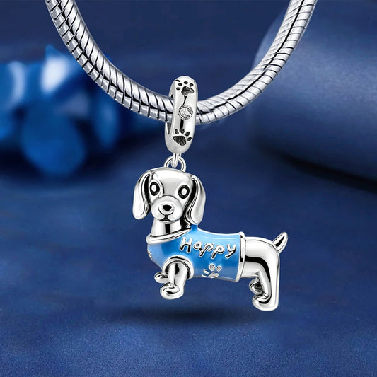 925 Sterling Silver Sausage Dog, Pumpkin, Bear, Unicorn Animal Series Bead – Fits DIY Bracelet Making High-Quality Jewelry Gift