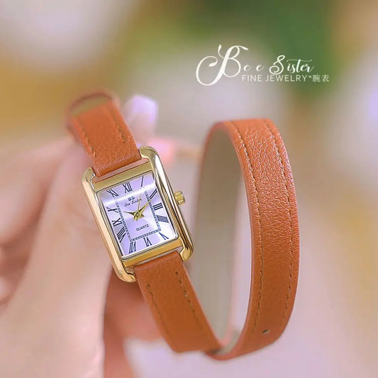 Women's Watch Elegant Retro Small Square Watch High Quality Leather Strap Waterproof Wristwatch Gift For Girlfriend