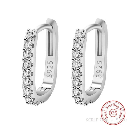 High-Quality 925 Sterling Silver Crystal Circle Hoop Earrings – Fashion Jewelry for Women Wedding, Party, and Gift