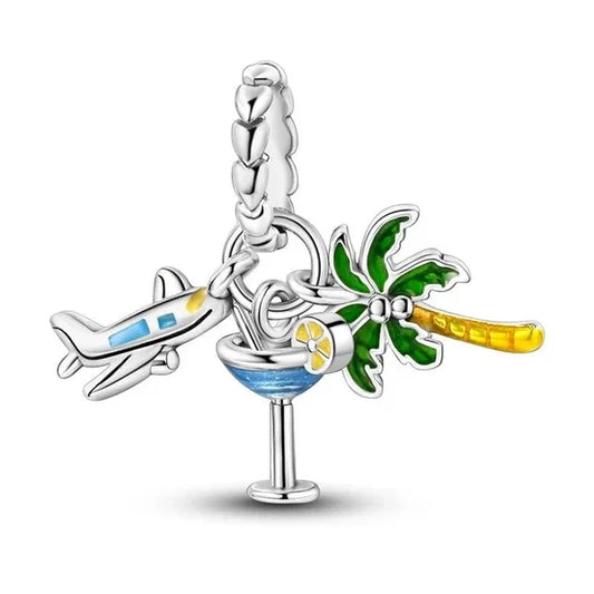 New Fashion 925 Sterling Silver Vacation Series Iron Tower, Coffee, Pineapple Charm Bead – Fits Original Bracelet DIY Women Jewelry