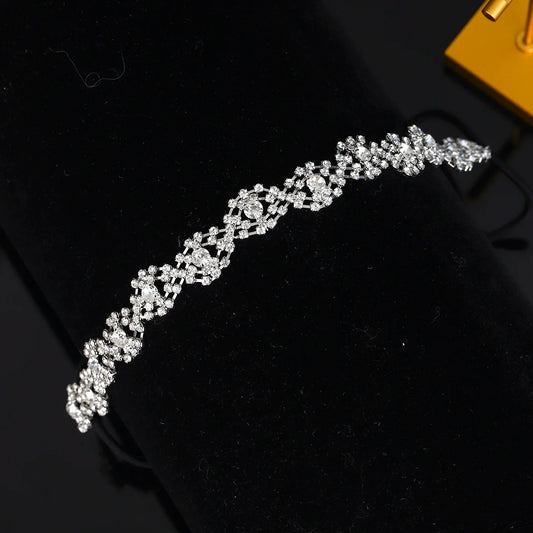 Fashion Jewelry Sliver Rhinestone Hair Accessories For Women Bridal Wedding Crystal Stretch Hair Bands Hair Accessories