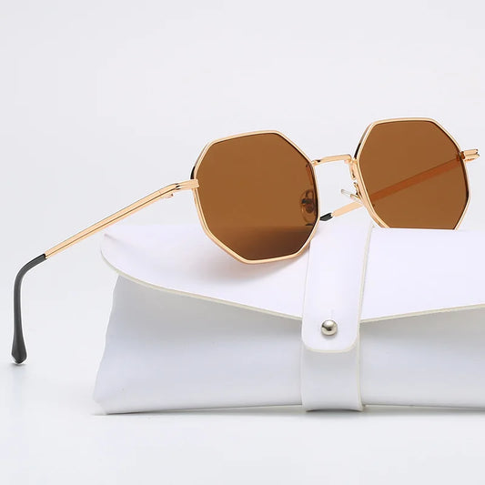 Sunglasses For Women Polygon Metal Sunglasses Vintage Frame Men Luxury Brand Design Sun Glasses Women Mirror Gafas De Sol Uv400