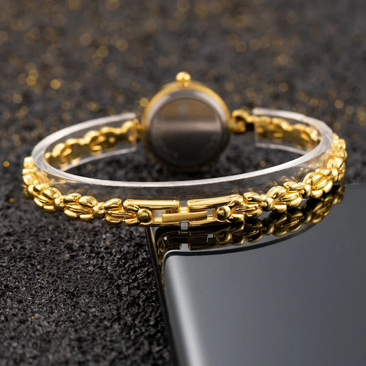 Women's Watches New Luxury Brand Alloy Crystal Women Bracelet Watch Fashion Elegant Golden Small Dial Ladies Clock Reloj Mujer