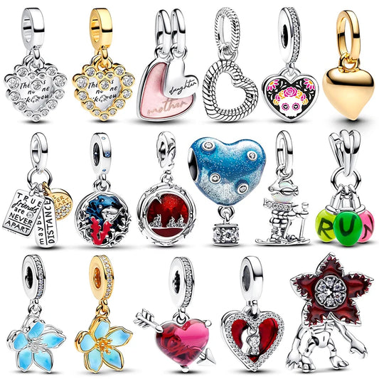 Charms 925 Original Glass Zircon Heart Pendant Beads – Fits Bracelets & Necklace for Women Luxury DIY Jewelry Gift
