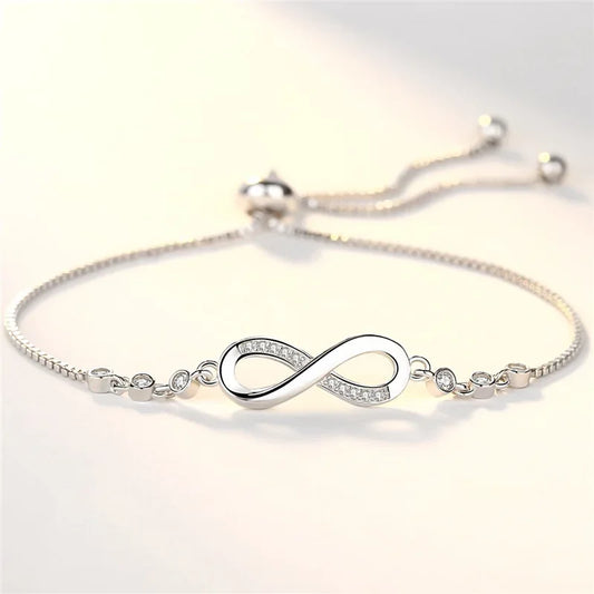 Fine 925 Sterling Silver Crystal Bracelet for Women – Vintage Knot Adjustable Charm Wedding Jewelry