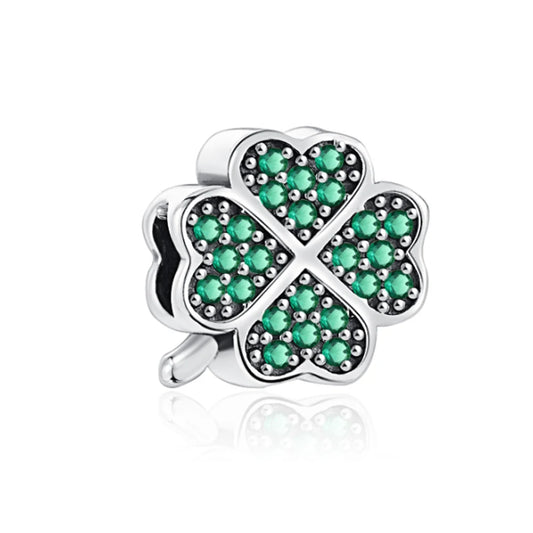 925 Sterling Silver Four-Leaf Clover Charm | Lucky Pendant Bead | Fits Original Brand Bracelet & Necklace | Women Jewelry Gift