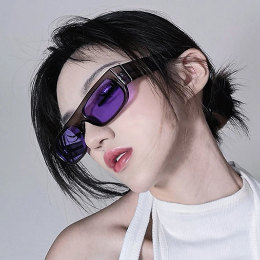 Women's Sunglasses Big Frame Purple Square Glasses Vintage Rectangle Sun Glasses Outdoor Sport Shades Punk Glasses Gafas De Sol