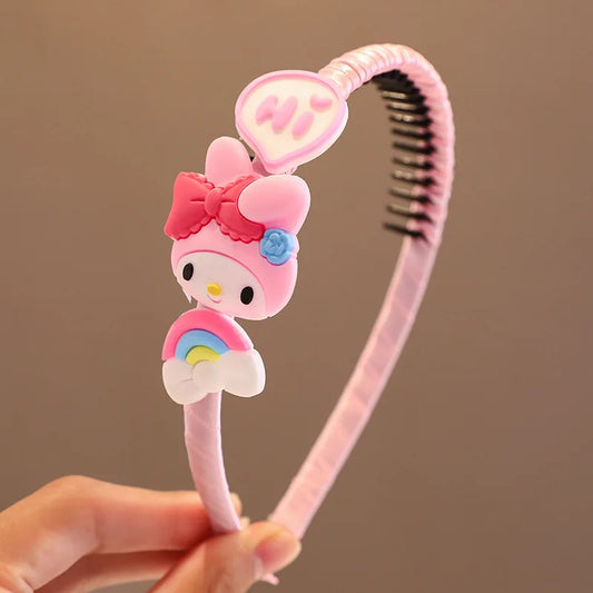 Sanrio Cartoon Kids Hair Accessories Melody Kuromi Cute Hair Accessories Headbands Makeup Hair Ties Toys Gifts