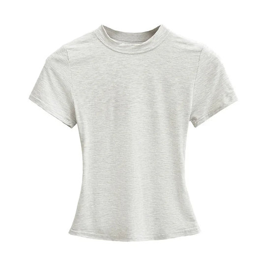 2025 New Women’s Casual T-Shirt – Sexy Slim Short Sleeve Solid Y2K Trend Top