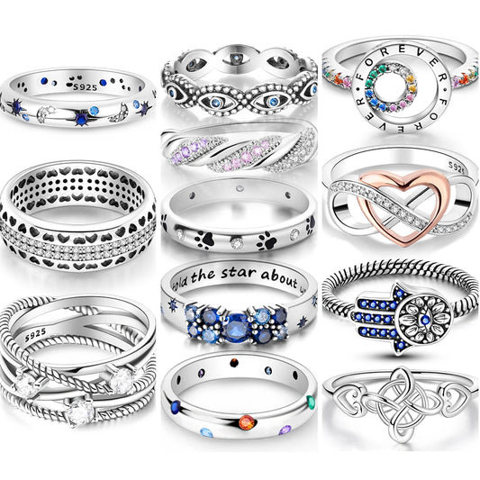 925 Sterling Silver Infinite Love Star Moon Ring for Women – Original Silver 925 Wedding Jewelry Gift