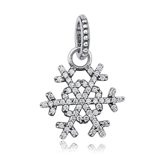 NEW 925 Sterling Silver Snowy Winter Series Charm – Glittering Snowflake and Snowman for Original Bracelet Accessories Women Jewelry