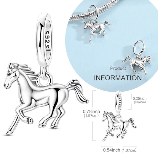 Original 925 Sterling Silver Running Horse Charm Bead – Fits Original Bracelets Women DIY Jewelry Accessories Gift