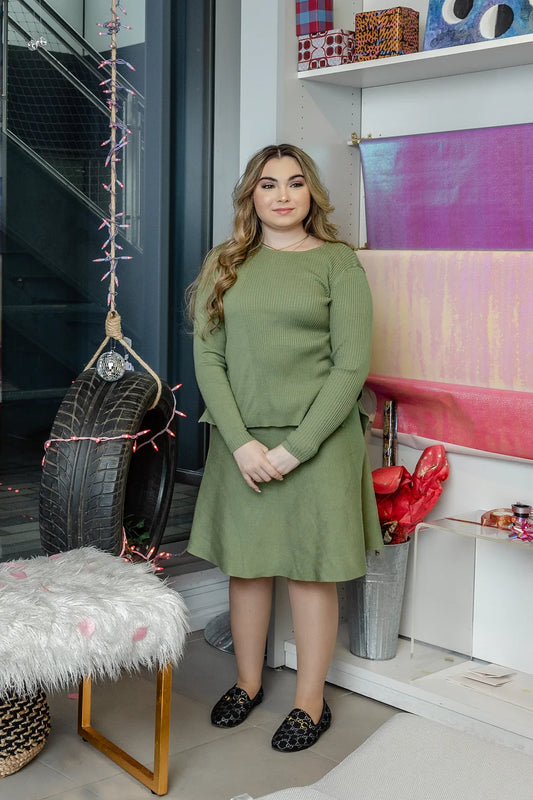 Fashion Women Knitted Clothes Set Femal Knitting Tops Skirts Woman Autumn Winter Knit Outfits Clothing