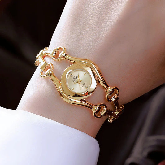 Fashion Luxury Watches For Woman 2025 New Luxury Golden Vintage Women's Wristwatches Ladies Dress Quartz Clock Relogio Feminino