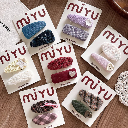 Fabric Embroidered Bangs Hairpin Women Girls Children Hair Clips Bobby Pins Barrettes Accessories Hairgrips Headwear Headdress