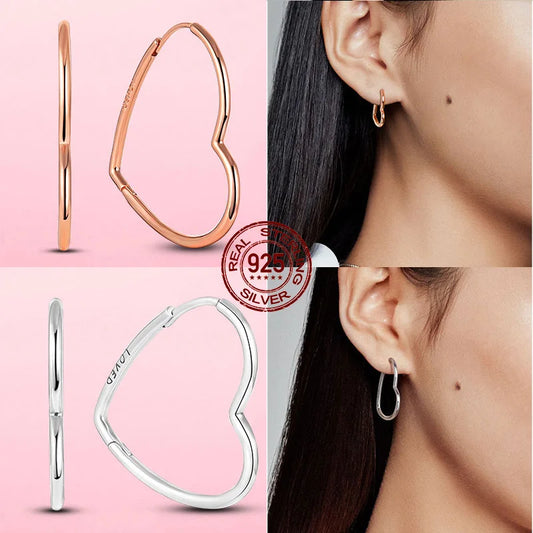 925 Silver Asymmetrical Heart Hoop Earrings – Trendy Sterling Silver Earrings for Women | Fashion Jewelry Gift