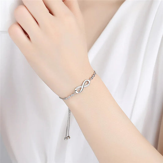 Fine 925 Sterling Silver Crystal Bracelet for Women – Vintage Knot Adjustable Charm Wedding Jewelry