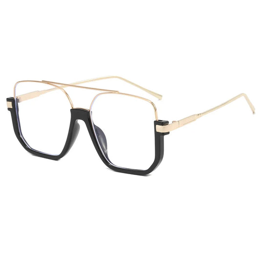 Eyewear Sunglasses Women Summer Plain Face Double Beam Large Frame anti-blue Retro Glasses Advanced Sense Sun T134
