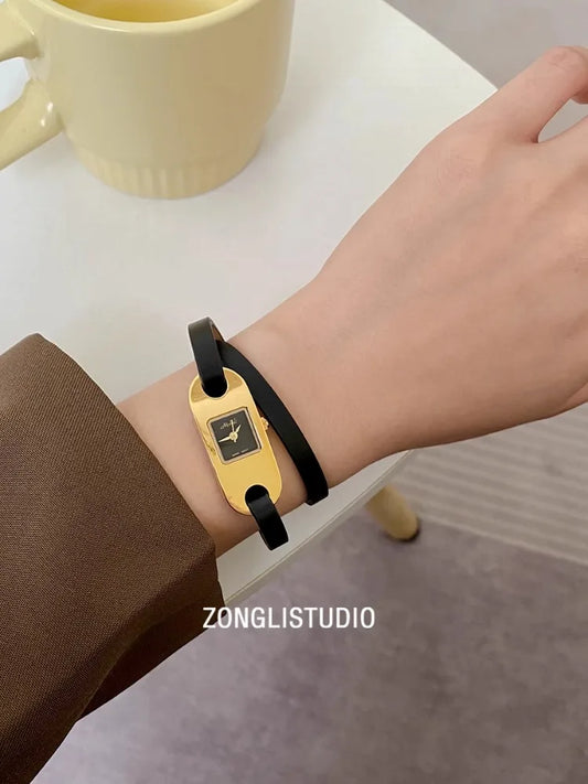 Watches for women twine long strap Watch women vintage leather thin strap waterproof quartz luxury women's watch reloj mujer