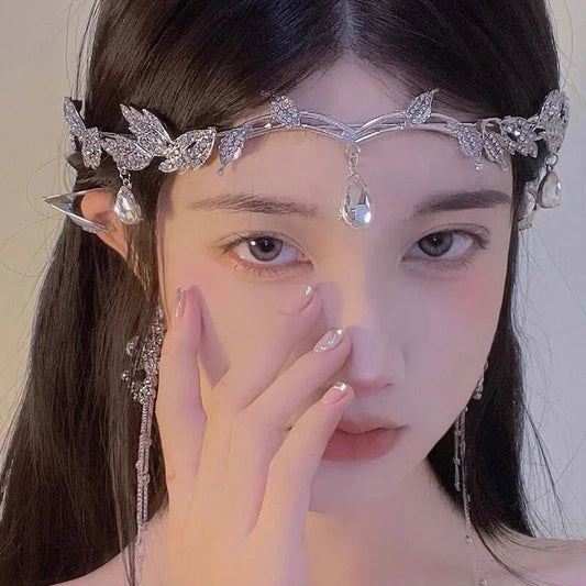 Luxury Crystal Crown Bridal Hair Accessories Wedding Rhinestone Waterdrop Leaf Elegant Hair Band Hair Accessories for Women